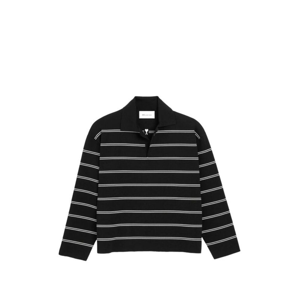 Ami Paris Black Polo Shirts Men